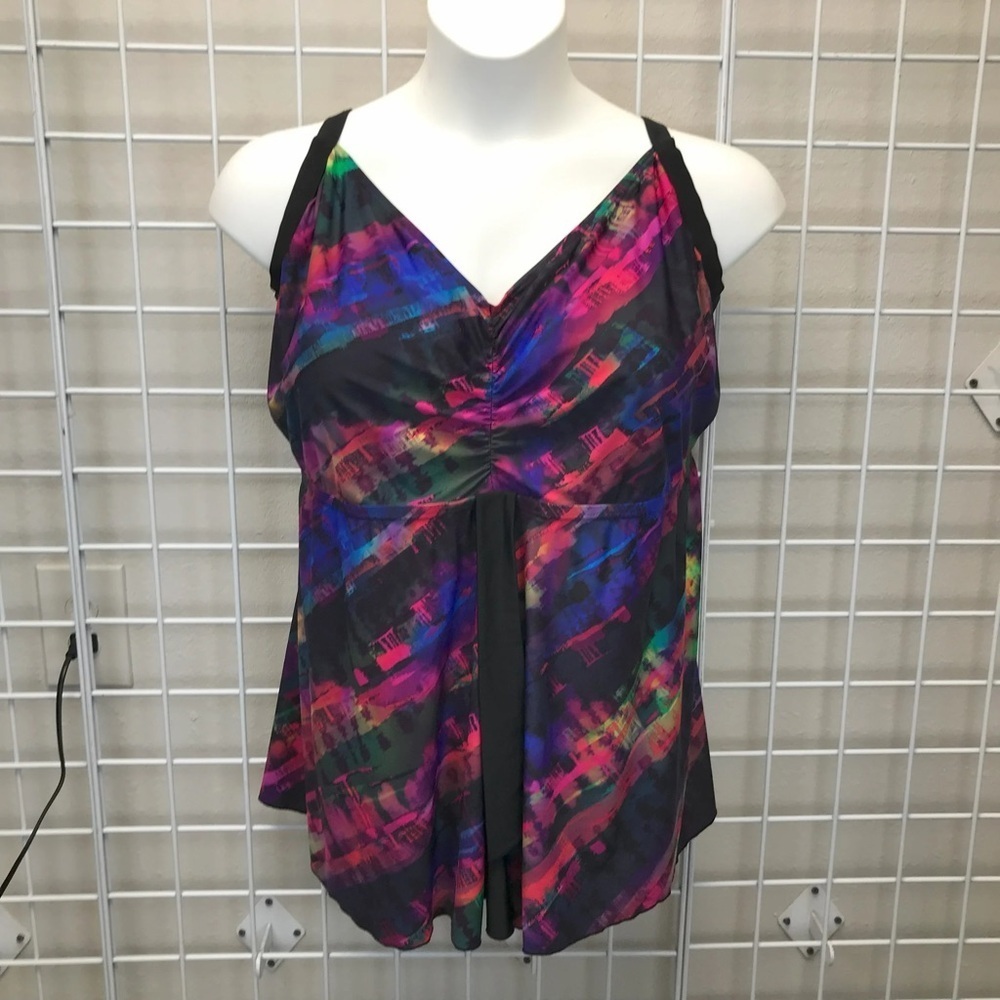 Avenue Abstract Print Tankini Top - Size 32